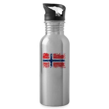 Norway Norwegian flag flag - Water bottle with straw - silver - Right