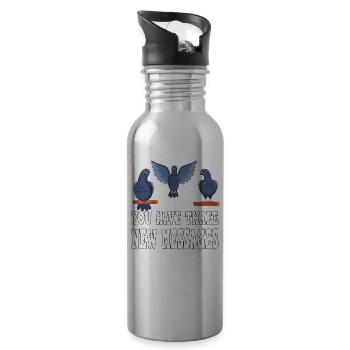 Nachricht Tauben Taubenzüchter Brieftauben - Trinkflasche mit integriertem Trinkhalm - Lightsilver - Rechts