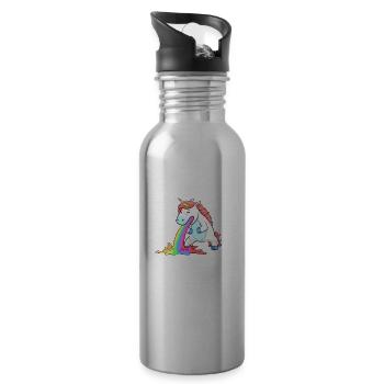 Je vomis pour le bonheur - Licorne JGA - Gourde avec paille intégrée - argent clair - Droite
