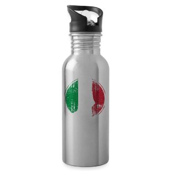 Italy Italians hand gesture Italian flag - Water bottle with straw - silver - Right