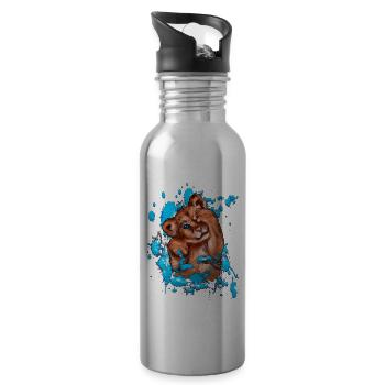 Lion cub illustration | Yolo artwork - Water bottle with straw - silver - Right