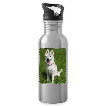 white angel - Water bottle with straw - silver - Right