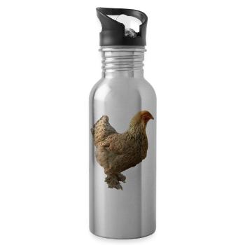 Huhn - Trinkflasche mit integriertem Trinkhalm - Lightsilver - Rechts