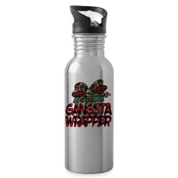 Gangsta Wrapper - Trinkflasche mit integriertem Trinkhalm - Lightsilver - Rechts