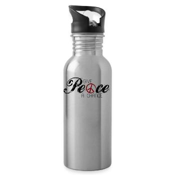 give peace a chance - Water bottle with straw - silver - Right