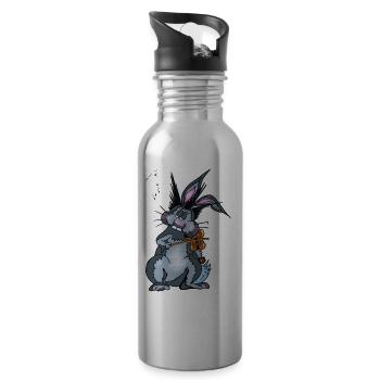 Violon lapin - Gourde avec paille intégrée - argent clair - Droite