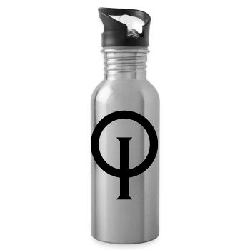 Optimiste, symbole, opti, voile, voilier, bateau - Gourde avec paille intégrée - argent clair - Droite