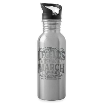 Geburtstag März - Trinkflasche mit integriertem Trinkhalm - Lightsilver - Rechts