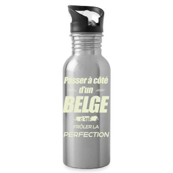 PERFECTION À CÔTÉ D'UN BELGE - Gourde avec paille intégrée - argent clair - Droite