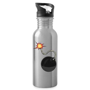 bomb meche drawing flame - Water bottle with straw - silver - Right