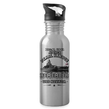 REMEMBER USS Nevada BB36 - Pearl harbor ww2 - Gourde avec paille intégrée - argent clair - Droite