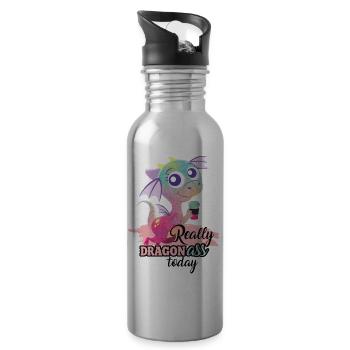 REALLY DRAGON - Trinkflasche mit integriertem Trinkhalm - Lightsilver - Rechts