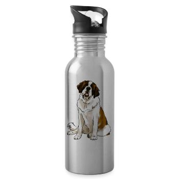 Chien Saint Bernard (textiles clairs) - Gourde avec paille intégrée - argent clair - Droite