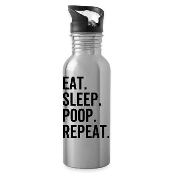 Eat Sleep Poop Repeat - Water bottle with straw - silver - Right