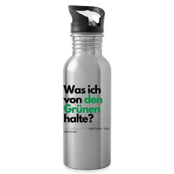 Motto - Was ich von den Grünen halte ? - Trinkflasche mit integriertem Trinkhalm - Lightsilver - Rechts
