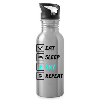 eat sleep ski repeat - Trinkflasche mit integriertem Trinkhalm - Lightsilver - Rechts
