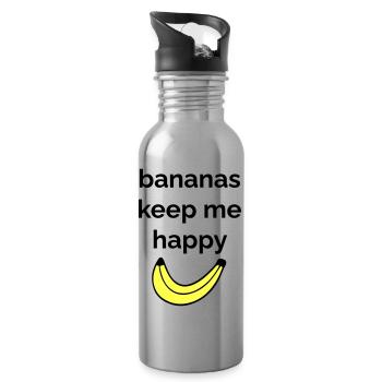 Bananas keep me happy - Water bottle with straw - silver - Right