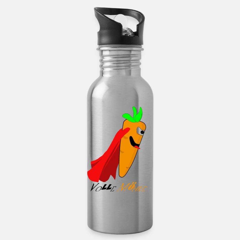 Möhre - Trinkflasche mit integriertem Trinkhalm - Lightsilver