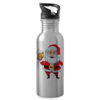 Santa mit Bierkrug  - Trinkflasche mit integriertem Trinkhalm - Lightsilver - Rechts