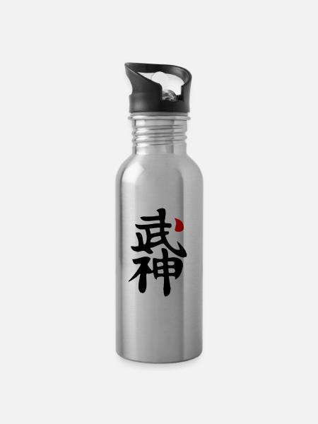 BUJIN KANJI BUJINKAN - Water bottle with straw - silver
