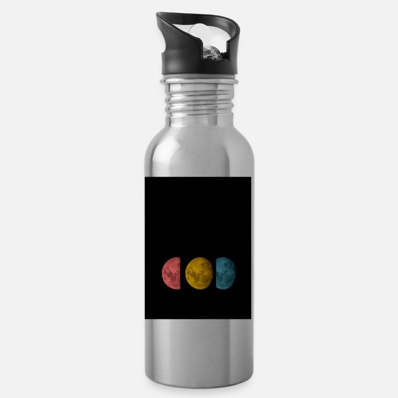 Mond - Trinkflasche mit integriertem Trinkhalm - Lightsilver
