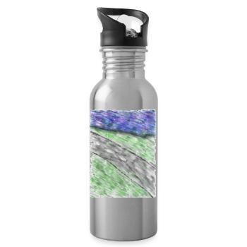 Straße am Meer - Trinkflasche mit integriertem Trinkhalm - Lightsilver - Rechts