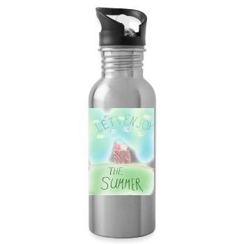 Lets enjoy the summer - Trinkflasche mit integriertem Trinkhalm - Lightsilver - Rechts