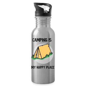 Le camping est mon endroit heureux - Gourde avec paille intégrée - argent clair - Droite