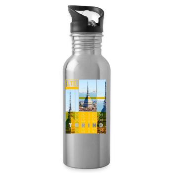 Turin Torino Italien Stadt Skyline Urlaub Liebe - Trinkflasche mit integriertem Trinkhalm - Lightsilver - Rechts