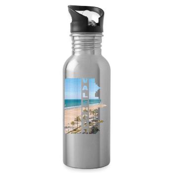 Valencia Spain City Skyline Holiday Summer - Water bottle with straw - silver - Right