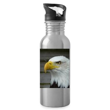 American Bald Eagle - Water bottle with straw - silver - Right