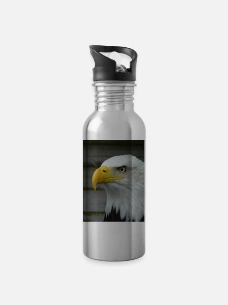 American Bald Eagle - Water bottle with straw - silver