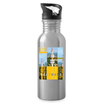 Dortmund Deutschland Stadt Skyline Heimat Liebe - Trinkflasche mit integriertem Trinkhalm - Lightsilver - Rechts