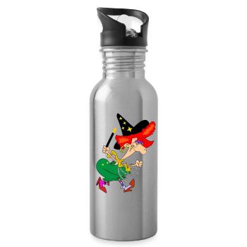 witch conjure magic magic colorful gift crazy - Water bottle with straw - silver - Right