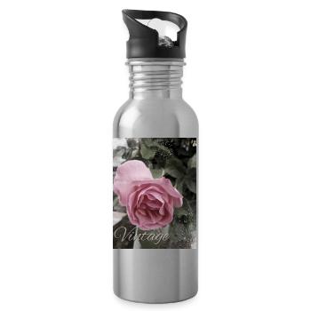 Vintage Rose - Trinkflasche mit integriertem Trinkhalm - Lightsilver - Rechts