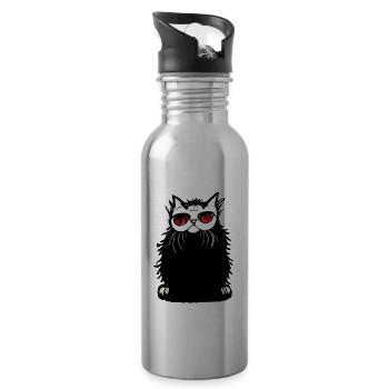 Persian cat graffiti - Water bottle with straw - silver - Right