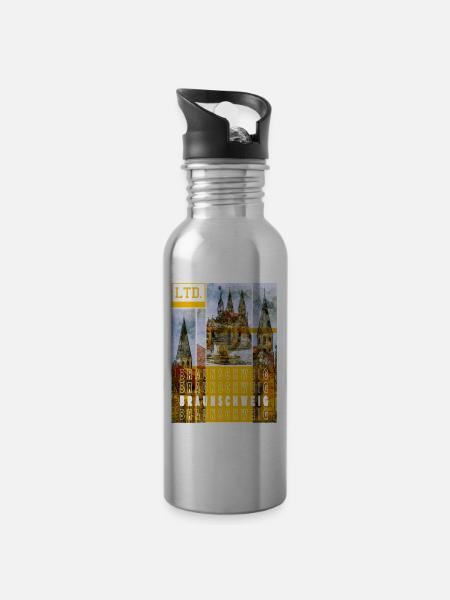 Braunschweig Deutschland Stadt Skyline Heimat - Trinkflasche mit integriertem Trinkhalm - Lightsilver