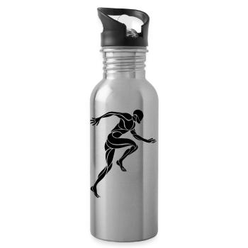 Tribal Runner Gift Idea - Water bottle with straw - silver - Right