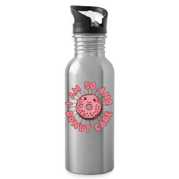 I Donut care 50 birthday Donut kawaii - Water bottle with straw - silver - Right