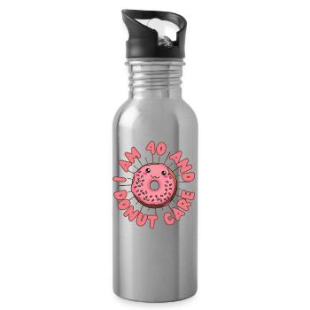 I Donut care 40 anniversaire Donut kawaii - Gourde avec paille intégrée - argent clair - Droite