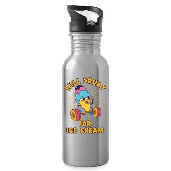 Crème Glacée Musculation Squat Crème glacée Fitness kawaii - Gourde avec paille intégrée - argent clair - Droite