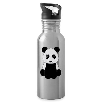 panda - Water bottle with straw - silver - Right