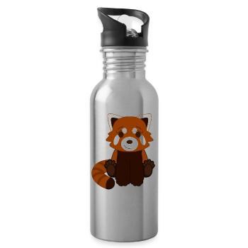 Red panda - Water bottle with straw - silver - Right