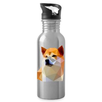 Faible Poly Shiba Inu Chien - Gourde avec paille intégrée - argent clair - Droite