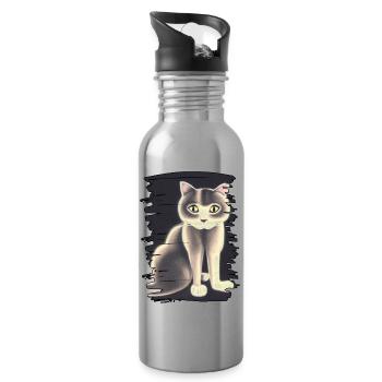 Katzebild - Trinkflasche mit integriertem Trinkhalm - Lightsilver - Rechts