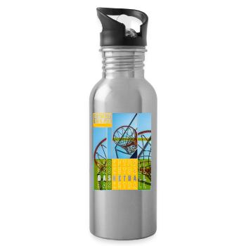 Basketball Basketballer Korb Dunking Sport Vintage - Trinkflasche mit integriertem Trinkhalm - Lightsilver - Rechts