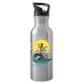 Riding The Crest Of The Wave Cool Retro Surfer - Trinkflasche mit integriertem Trinkhalm - Lightsilver - Rechts
