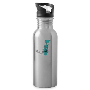 Toilette Klo WC Kacken Schüssel voll - Trinkflasche mit integriertem Trinkhalm - Lightsilver - Rechts