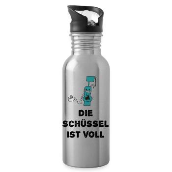Toilette Klo WC 00 Schüssel Voll - Trinkflasche mit integriertem Trinkhalm - Lightsilver - Rechts