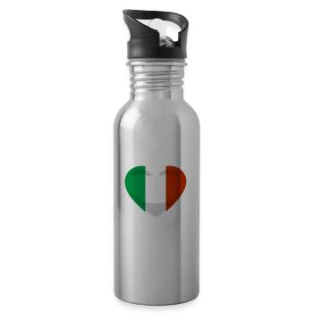 Italy Flag Heart Italian Flag This Girl - Water bottle with straw - silver - Right